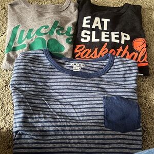 Children’s Place T-shirt Bundle, blue&white striped, lucky shirt and basketball